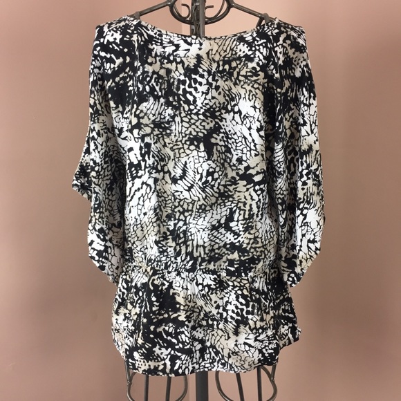 Cynthia Rowley printed butterfly sleeve peplum - Picture 4 of 5